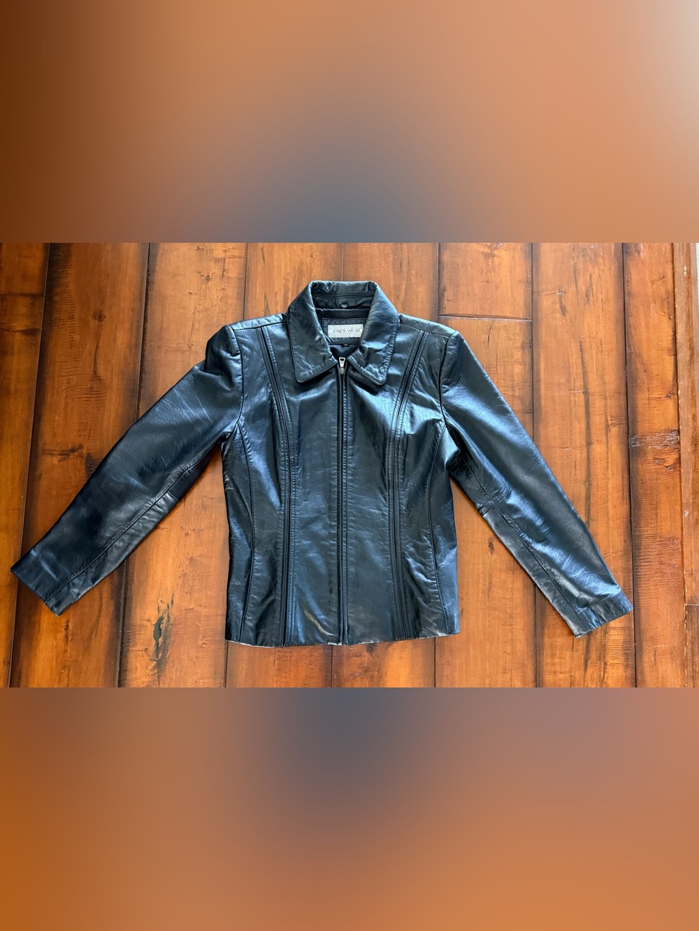 Jones Wear Black Fitted Leather Zip Jacket